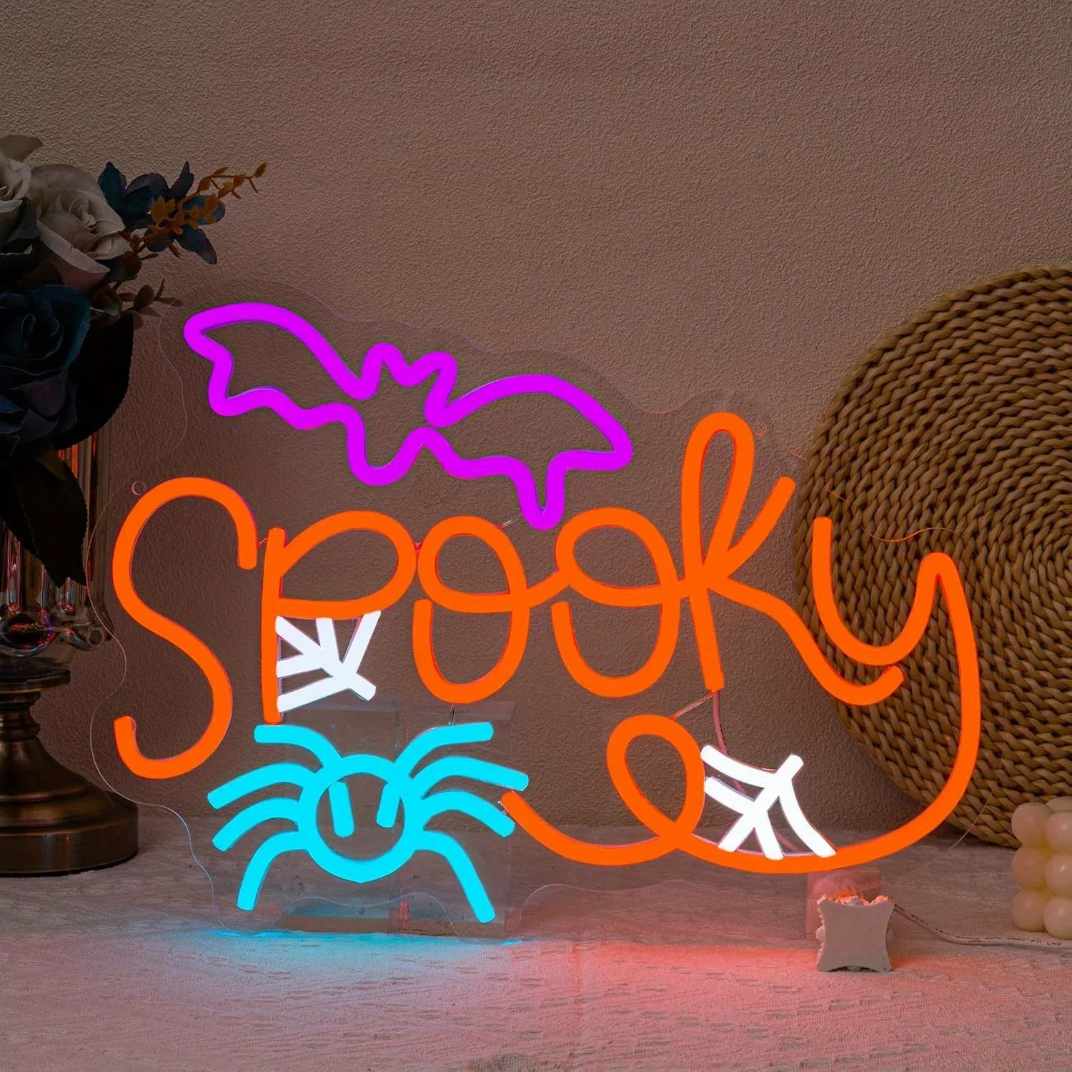 

LED Neon Light Ghost Neon Sign USB Powered Halloween Decor for Bedroom Children's Room Bar Party Festival Gift for Kid Family