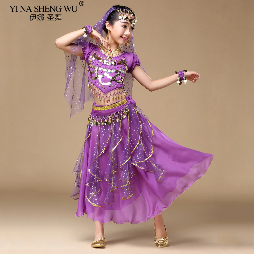 6 pz/set Costumi di Danza Del Ventre Orientale Per Bambini Set di Danza Del Ventre Ragazze Bollywood Indiano Pratica Vestiti di Prestazione H017