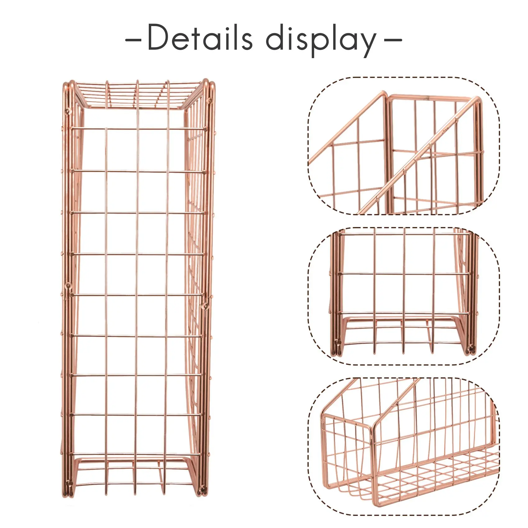 Supporto per libri in ferro elettrolitico oro rosa scaffale da tavolo File portariviste supporto per libri supporto per Organizer per cancelleria per la casa dell'ufficio