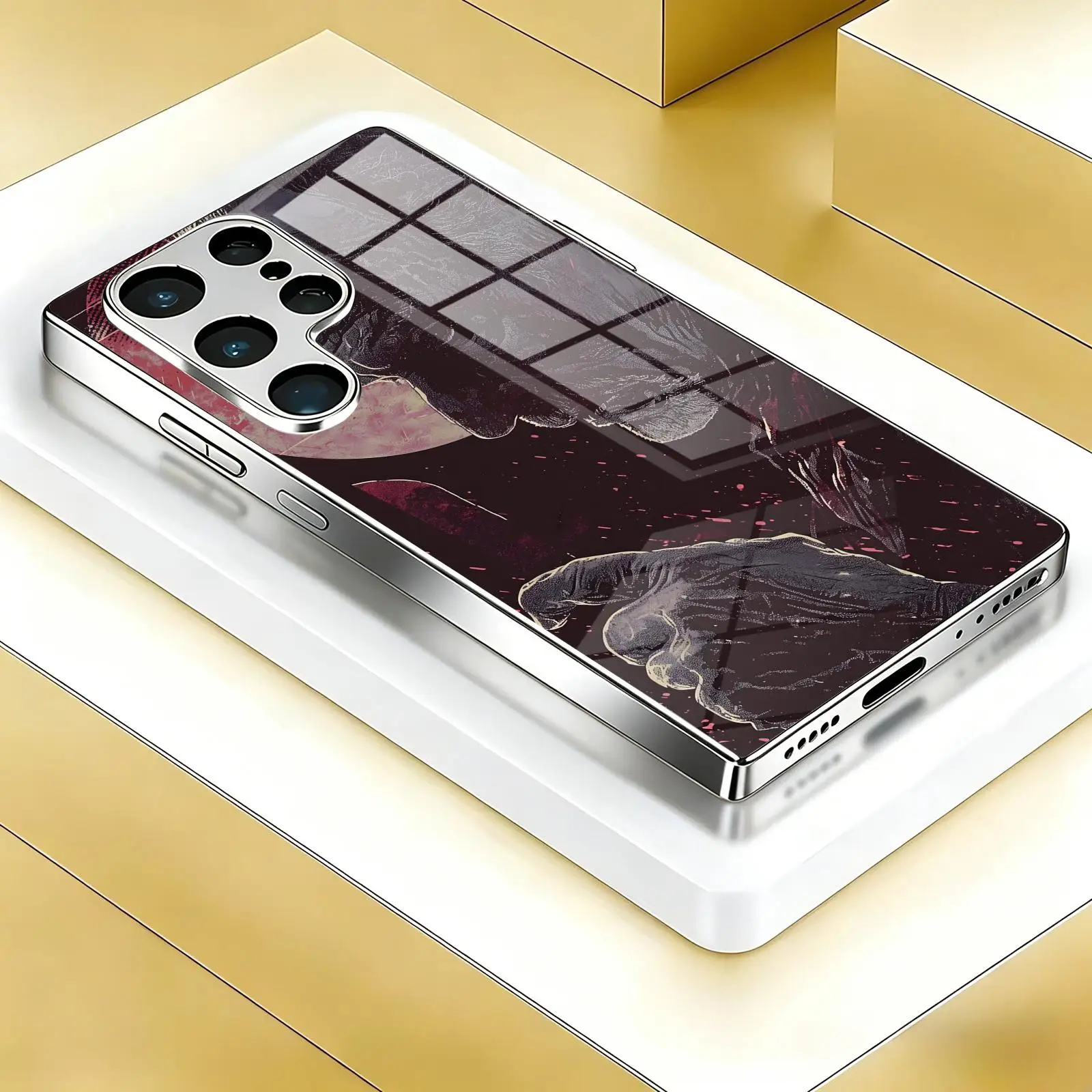 Phone Case For Samsung S26 S25 S24 S23 S22 S21 Plus Ultra Note20 Electroplated glass Phone Case Classic movie Saw