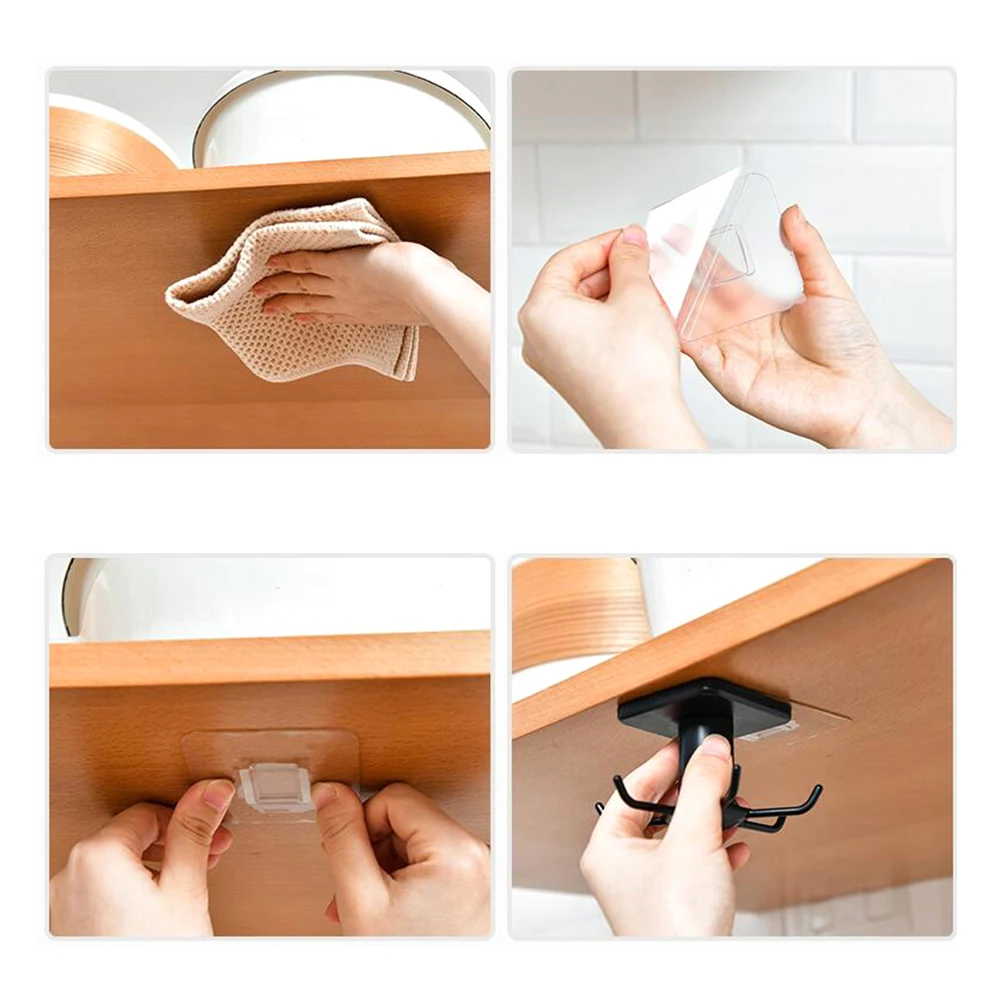 

3 Pcs Rotatable Wall Hooks Multifunction Swivel Hanger Kitchen Organizer Punch Free Easy Install Smooth Surface-Compatible Home