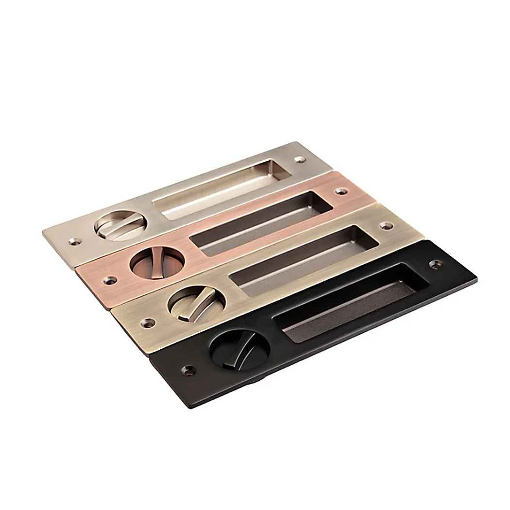 6.3" Black Invisible Recessed Handle Latch with Keys Interior Pocket Door Lock Sliding Barn Door Lock Furniture Hardware