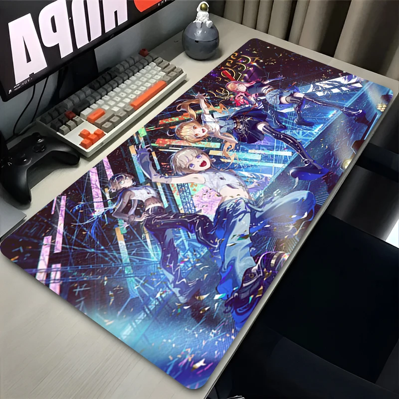 Virtual Idol المطاط ماوس حصيرة Vtuber J Kufuutei Raden أنيمي HD Priting Playmat مكتب لعبة الإبداعية أبيض وأسود حصيرة مكتبية