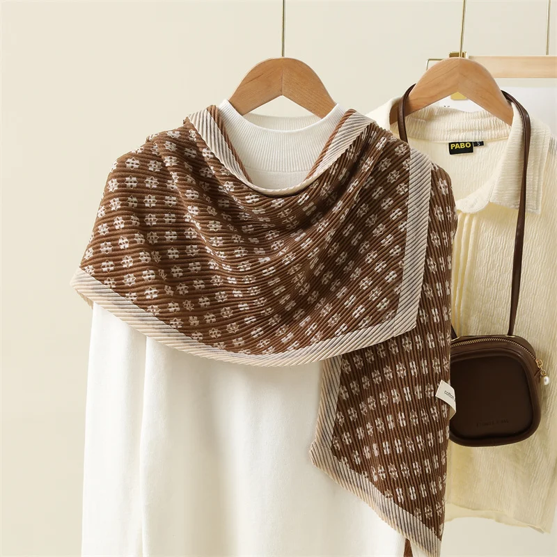 Thousand Birds Plaid Scarf Women's Autumn Winter Versatile Color Block Shoulder Cover Thickened Warm Plaid H-Letter Neck Wrap