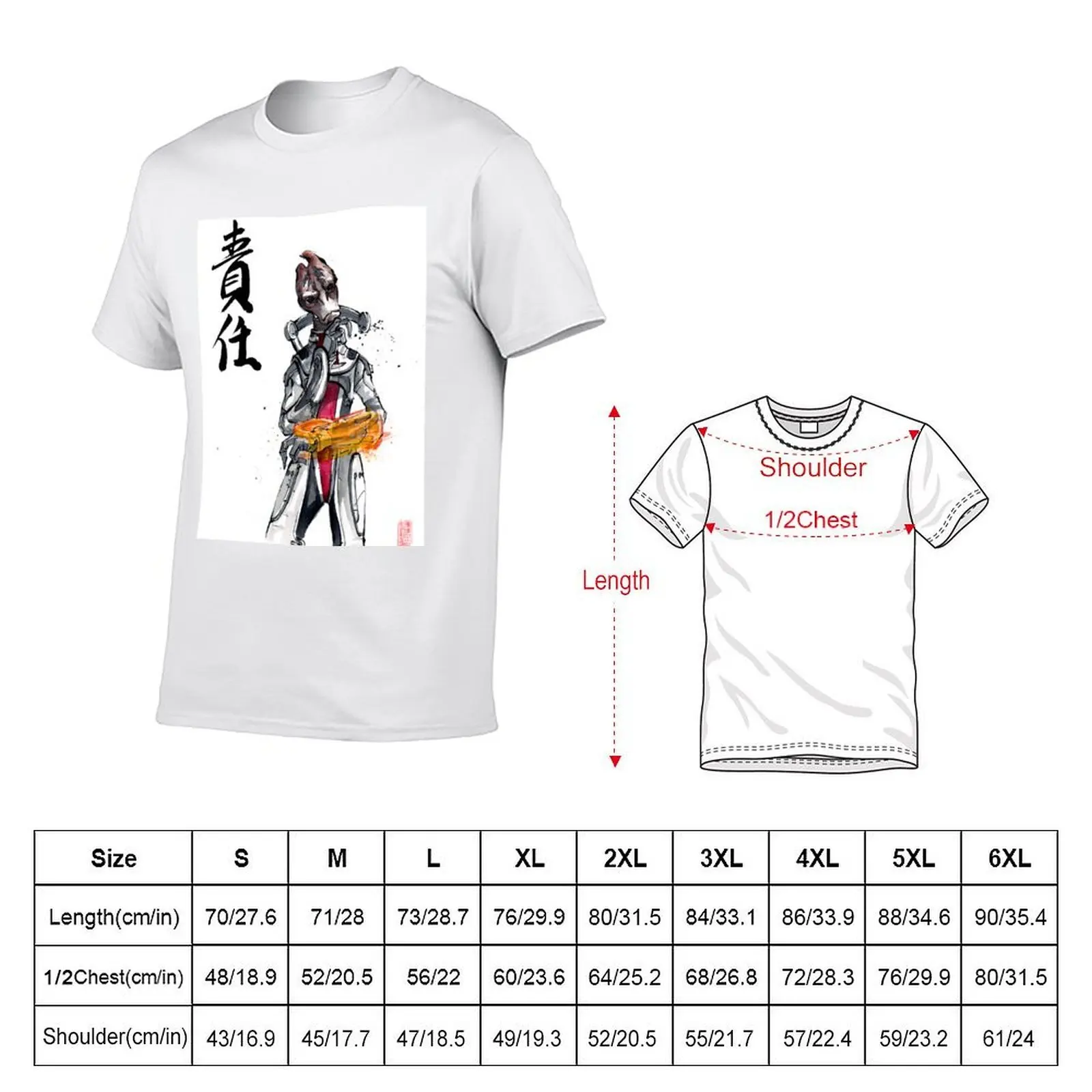 Mordin from Mass Effect Sumie Style with calligraphy Responsibility T-Shirt