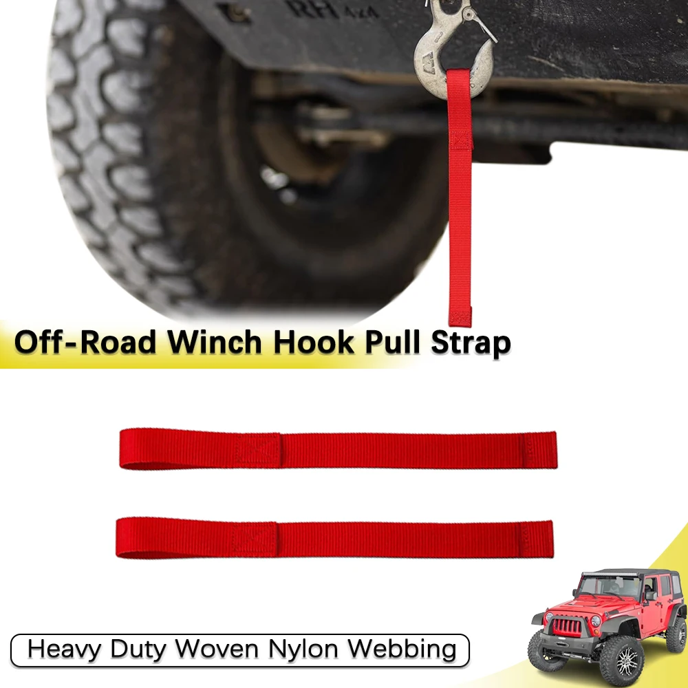 Winch Hook Pull Straps for Jeep Off-road Accessories Universal Car Accessory Outdoor Car Tow Rope Heavy Duty Trailer Rope 2pcs