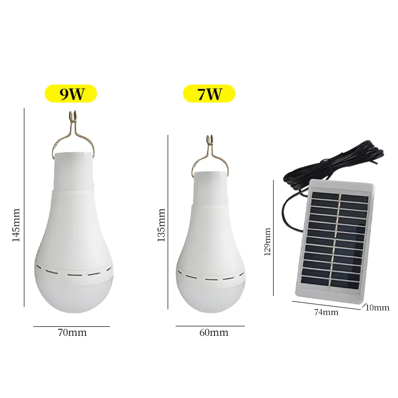 LED Solar Bulb Light Hanging Emergency Sunlight USB Rechargeable Tent Lights Portable Outdoor Waterproof Lights Emergency Light