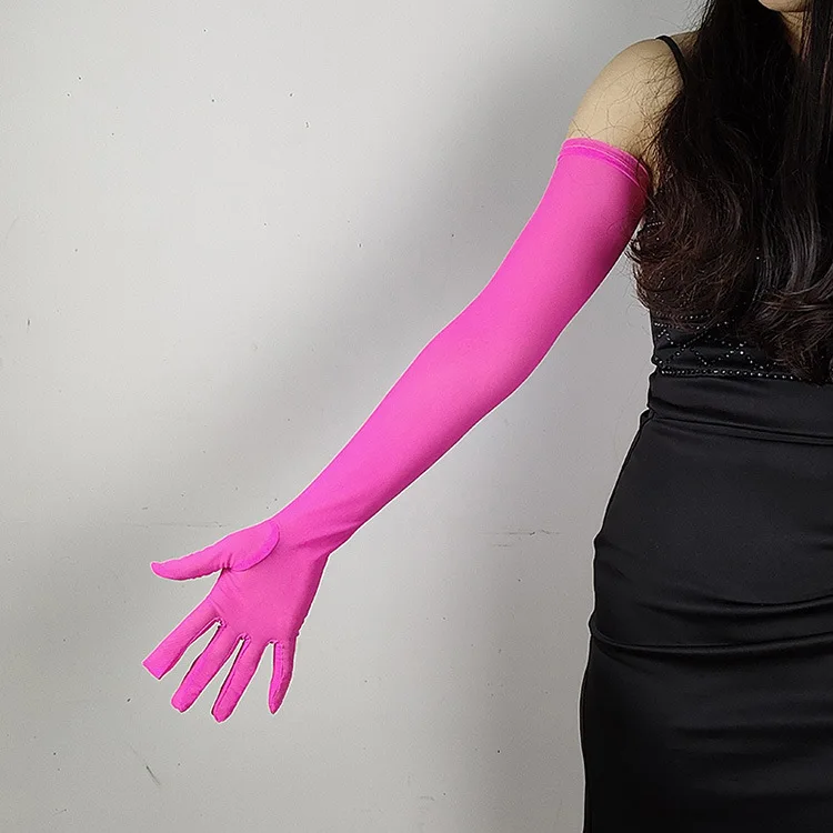 Summer Women UV Sunscreen Elasticity Mesh Driving Sun Glove Sexy Long Lace Fun Flirt Black Silk Thin Arm Sleeve Mitten H98