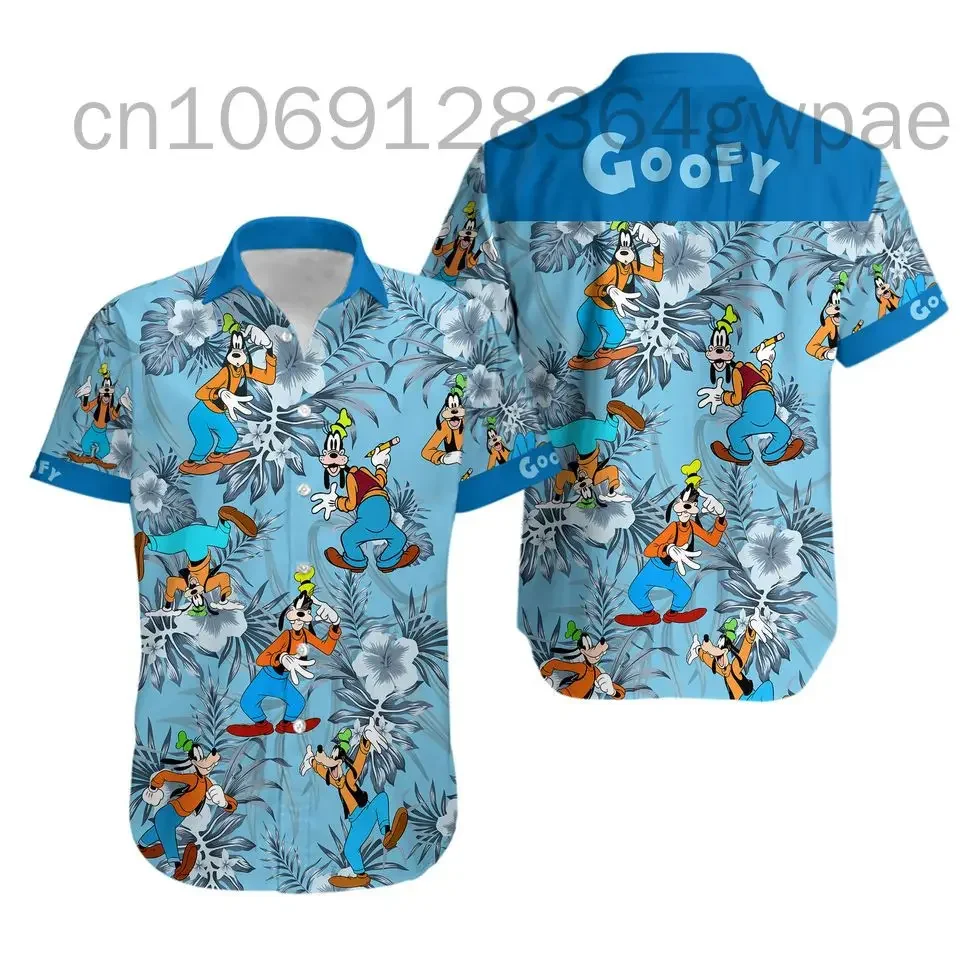 

New Disney Characters Collection Hawaiian Shirt Men's Women's Casual Short Sleeve Beach Shirts Mickey Goofy Pluto Hawaiian Shirt