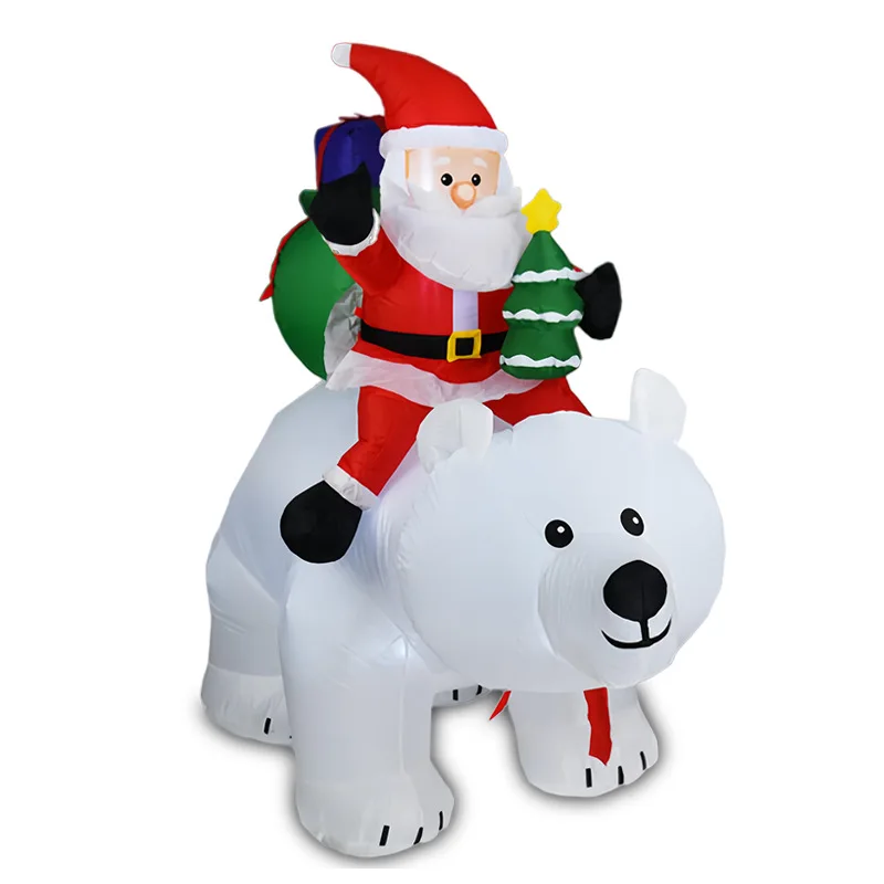 

Christmas Inflatable, Santa Ride Polar Bear LED Glowing Air Model Yard, Christmas Tree Gift Decoration