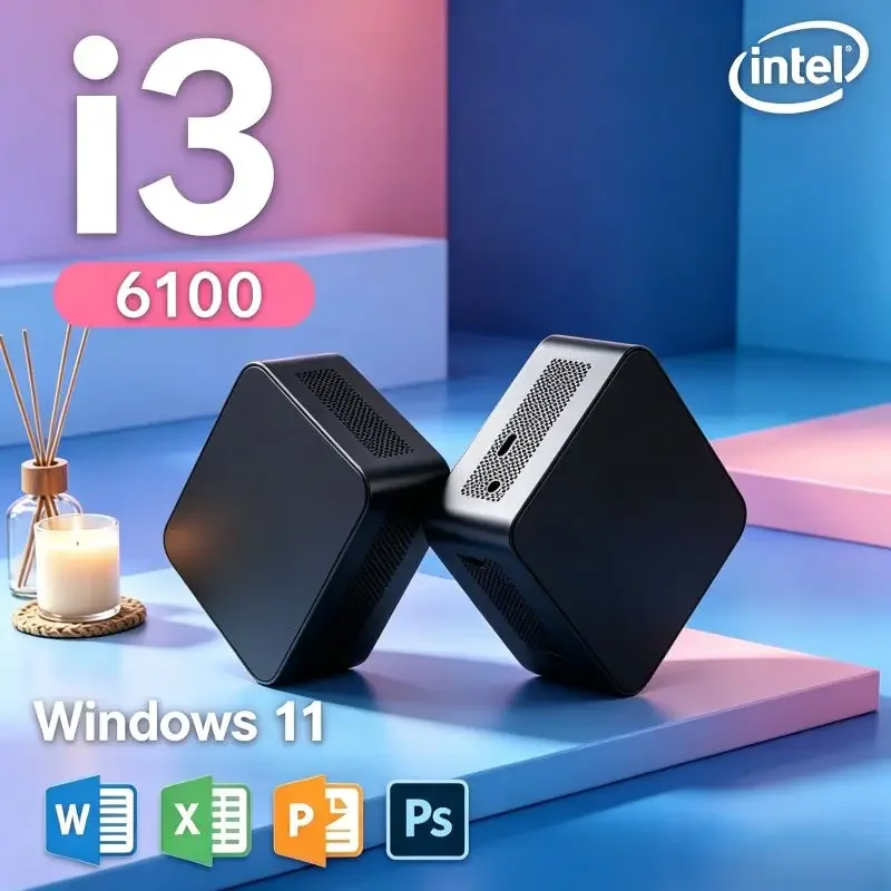Mini PC para Entretenimiento en el Hogar, Core I3 6100, Windows 11 Pro, 16GB RAM, 1TB/2TB SSD, WiFi6, BT5.2, Transmisión de Medios Fluida, Computadora Familiar