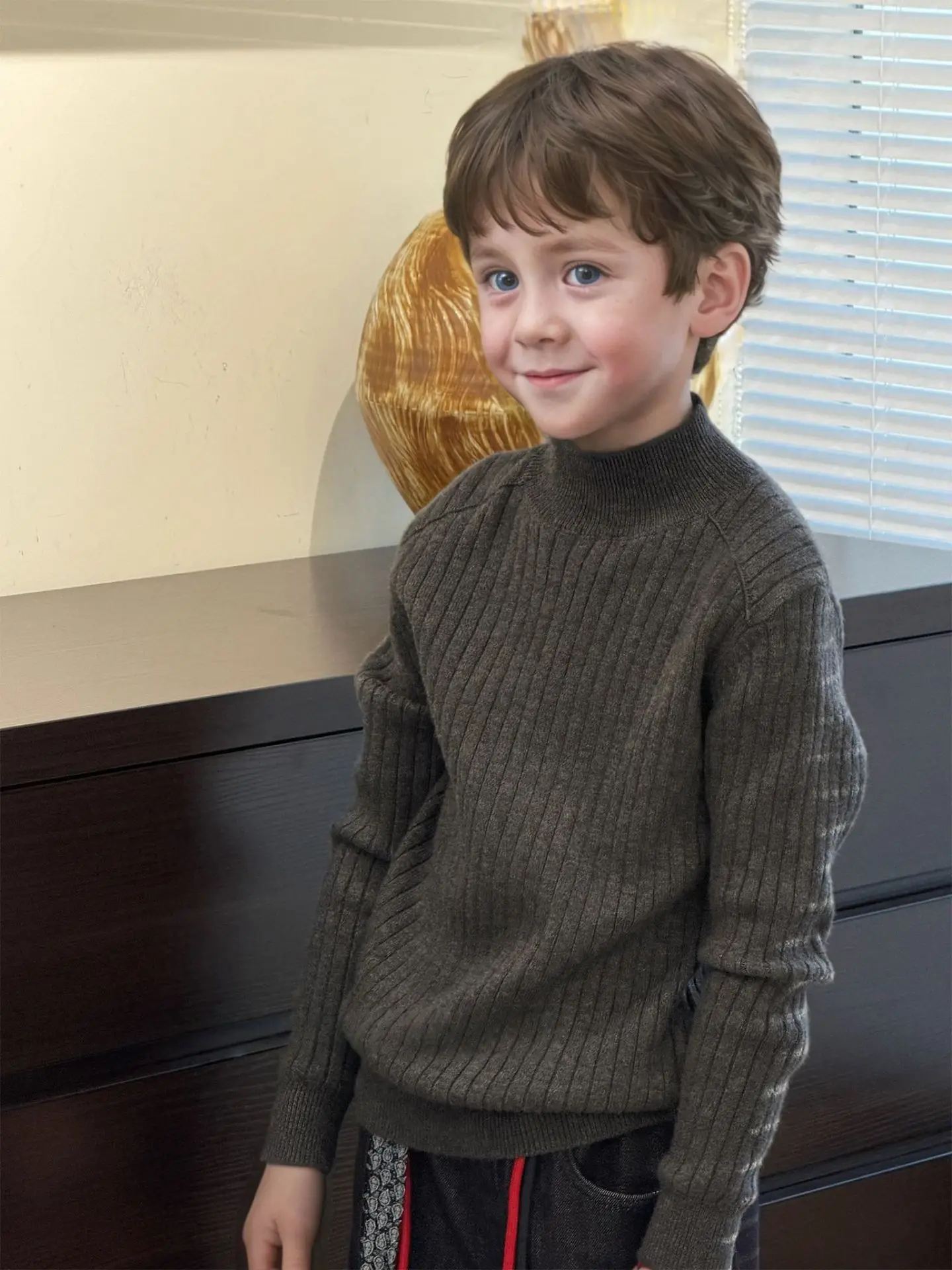 Herbst-Winter-Wollpullover für Kinder – Koreanischer Stil, weiche Strick-Basisschicht für Jungen, Mädchen, Kleinkinder und Kinder, Winterkleidung für Babymädchen – Detail 8
