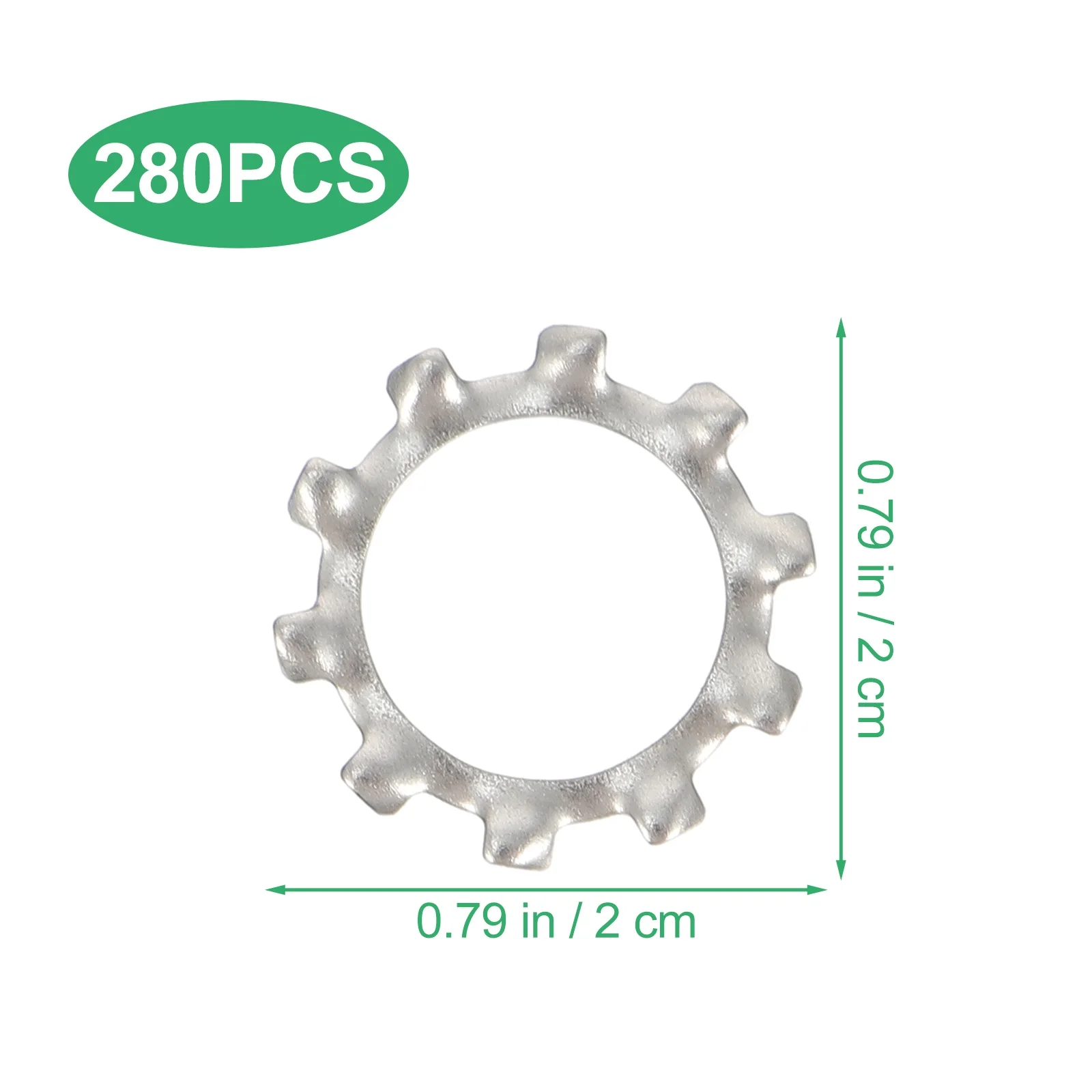 

280pcs External Tooth Serrated Washer Stainless Steel Durable Washers For Shockproof Fastening Serrated Star Lock