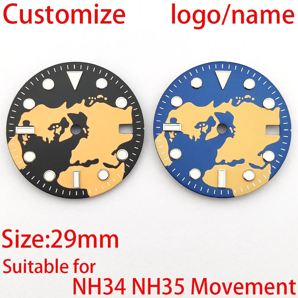 Cadran stérile avec logo personnalisé, montre à mouvement automatique, accessoires de remplacement, adapté pour NH34, NH35, 29mm