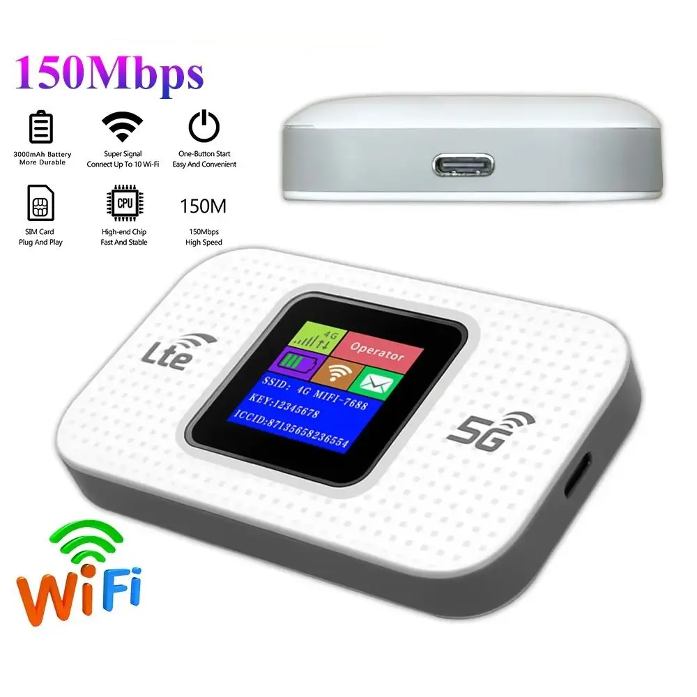 

Portable 3000mAh 4G LTE Hotspot Router 150Mbps Universal Sim Card Pocket Mobile Hotspot Mini Pocket WiFi Router Travel Online