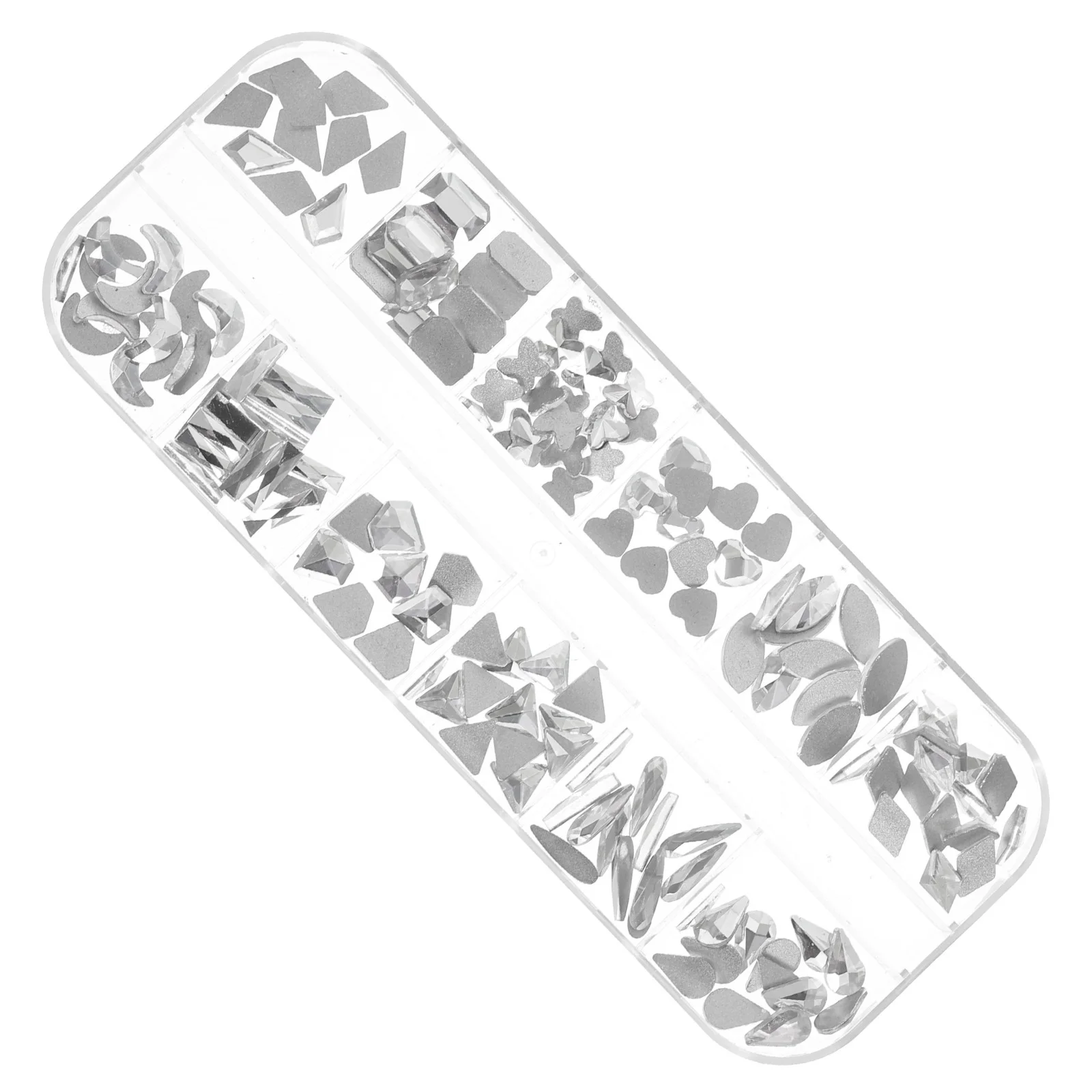 1 caixa de pingente de unhas com parte traseira lisa, vários formatos, strass de vidro, diamantes para unhas, manicure, strass, decoração artesanal