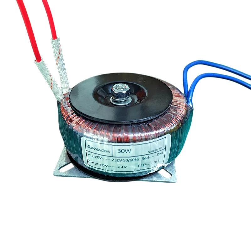 Transformador toroidal de 30W con cable de cobre puro, 110V 220V 230V 240V a 9V 12V 15V 18V 24V 48V para fuente de alimentación de motor paso a paso