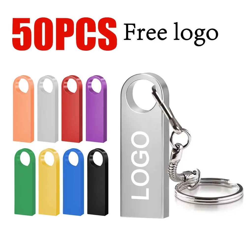 

50PCS/lot Metal Pen Drive 64GB 32GB 16GB USB Flash Drive 8GB 4GB U Disk Key Stick 2GB 1GB 128MB 256MB Memory Pendrive Free Logo