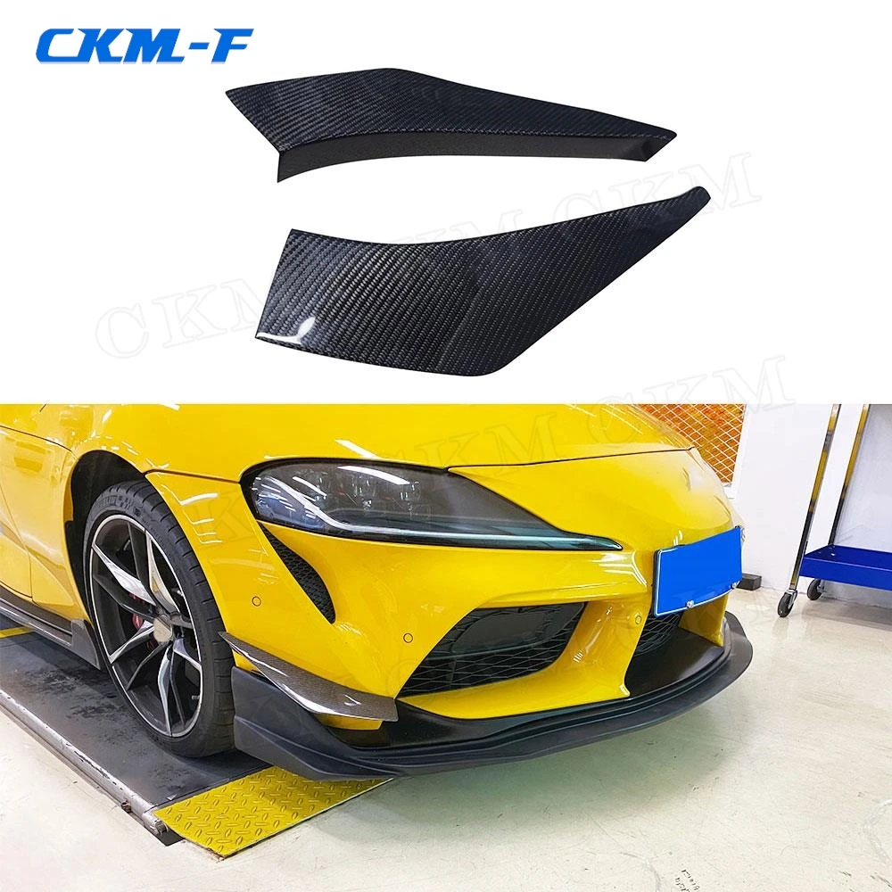 Carbon Fiber Car Front Bumper Fins Anards Splitters For Toyota Supra 2019 2020 FRP Prime Moulding Trims