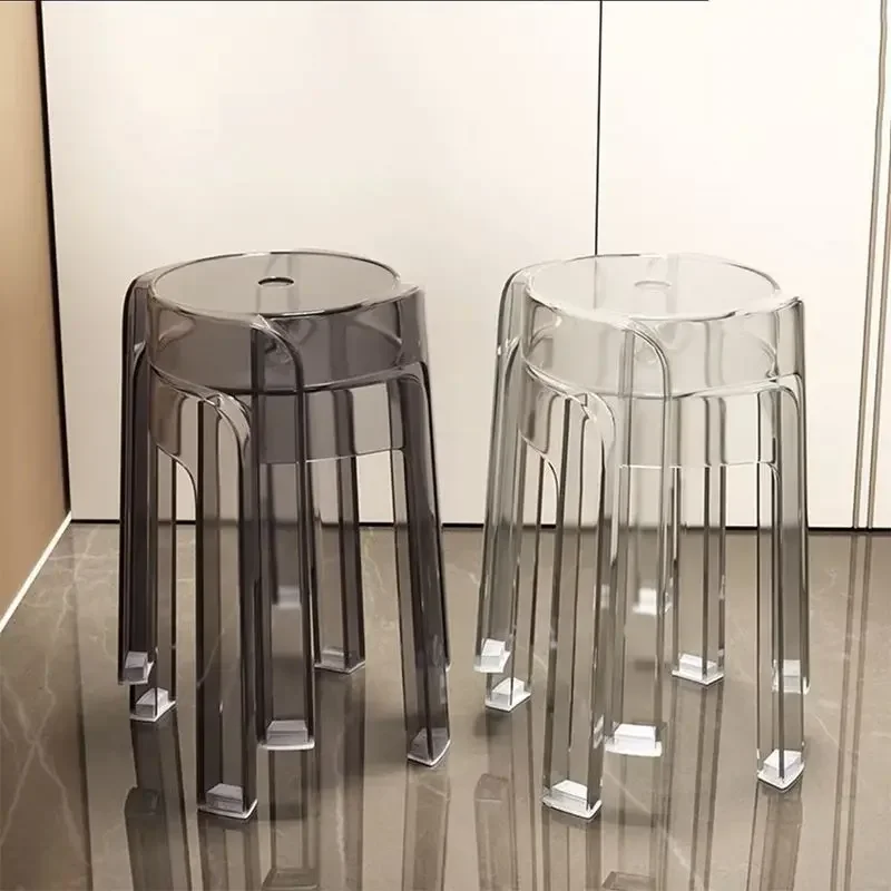 

Роскошный пластиковый прозрачный стул, домашний утолщенный складной круглый стул, простой стиль, обеденный стул, акриловый стул