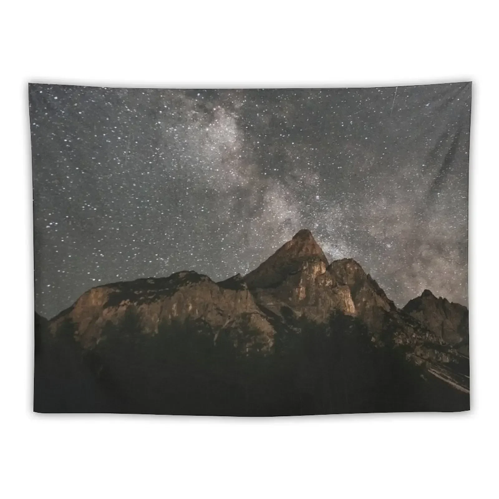 

Milky Way Over Mountains- Landscape Photography Tapestry Mushroom Home Supplies Tapestry