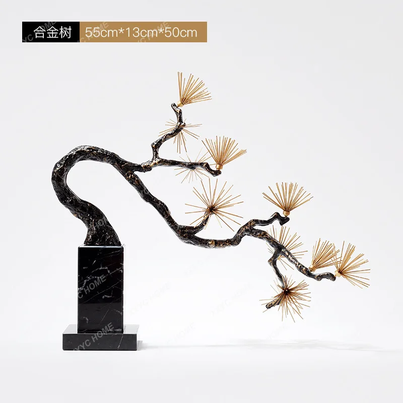 LXNew Chinese style metal needles welcome pine ornament hotel lobby tea  Artificial decoration of simulated tree bookshelf