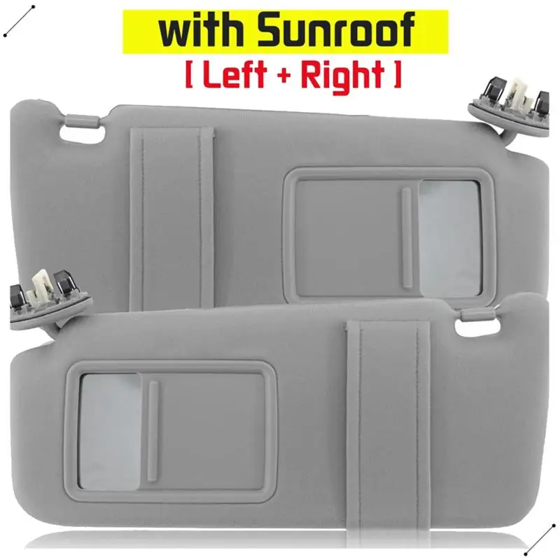 Gray Car Sun Visor Shade Pair Left & Right Side Parts Component For Toyota Camry 2007-2011 With Sunroof And Lights