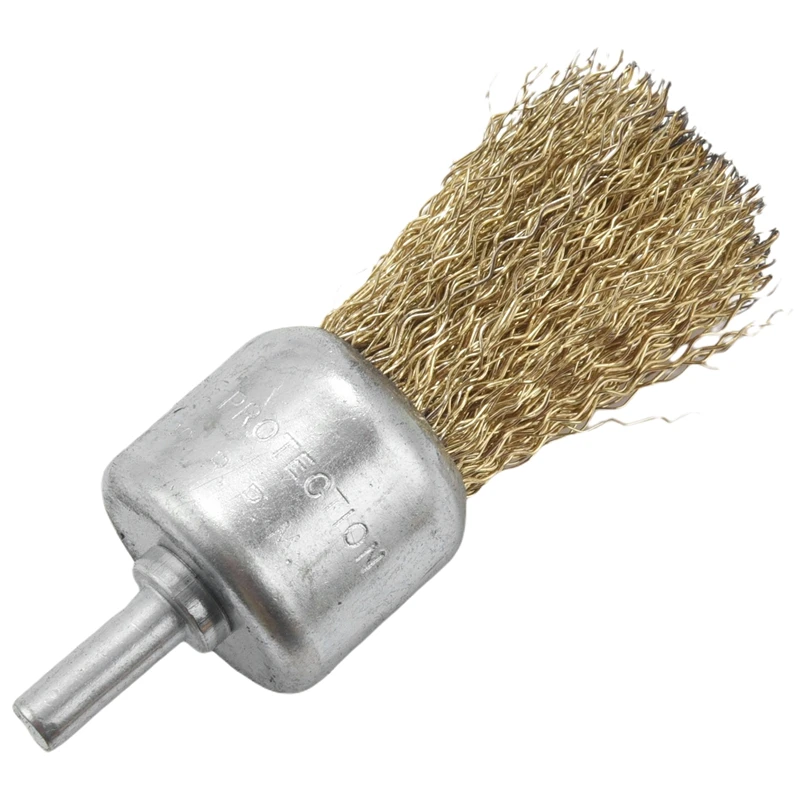 15 Pack Wire Wheel Cup Brush Set With 1/4 Inch Round Shank, 5 Sizes Brass Coated Wire Drill Brush For Paint Removal Project/Corr