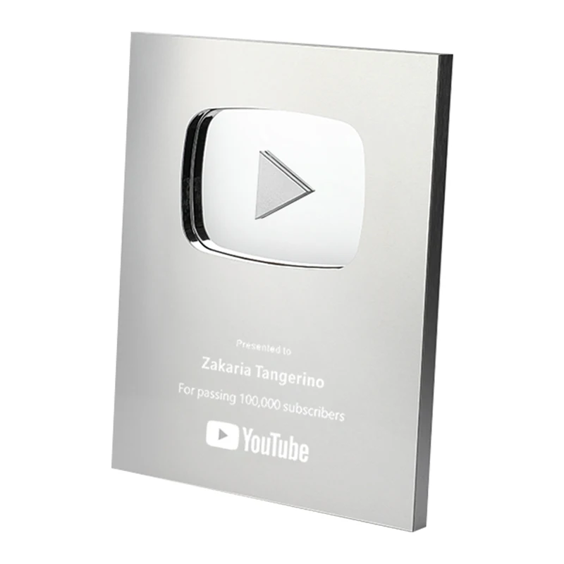 Premio de creador de YouTube en blanco, premio de botón de reproducción de YouTube, placa de premio de YouTube al por mayor