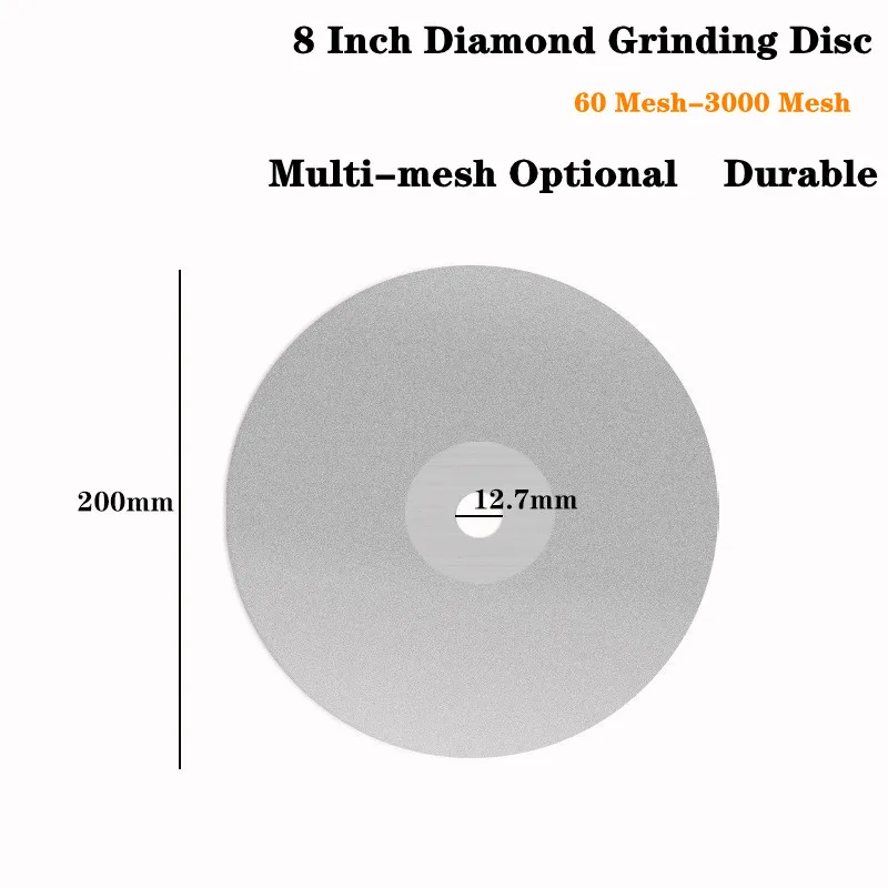 8 Zoll 200 mm einseitig diamantbeschichtete flache Schoßrad Polierscheiben Schmuckschleifen polierte Scheibe Körnung 46–2000 – Detail 4