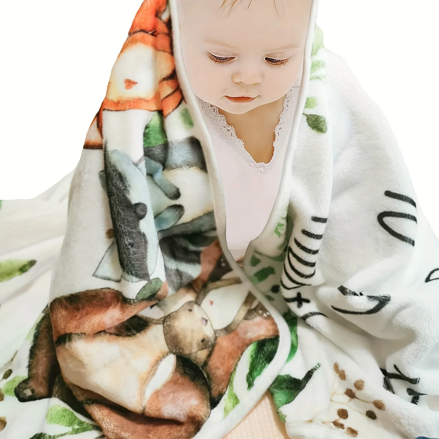 VIKAMA Kocyk do sesji zdjęciowych niemowląt z motywem zwierząt z kreskówek, do sesji na pełnię księżyca, chrztu, pamiątkowy, do oznaczania etapów wzrostu, kalendarz wzrostu