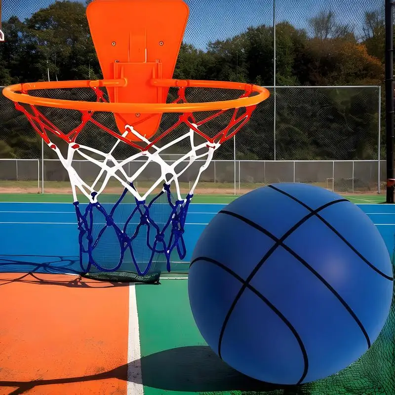 كرة سلة ناعمة داخلية بدون صوت كرة سلة داخلية مع طوق بدون ضوضاء كرة رياضية معدات ترتد ناعمة لشقة صالة الألعاب الرياضية المنزلية