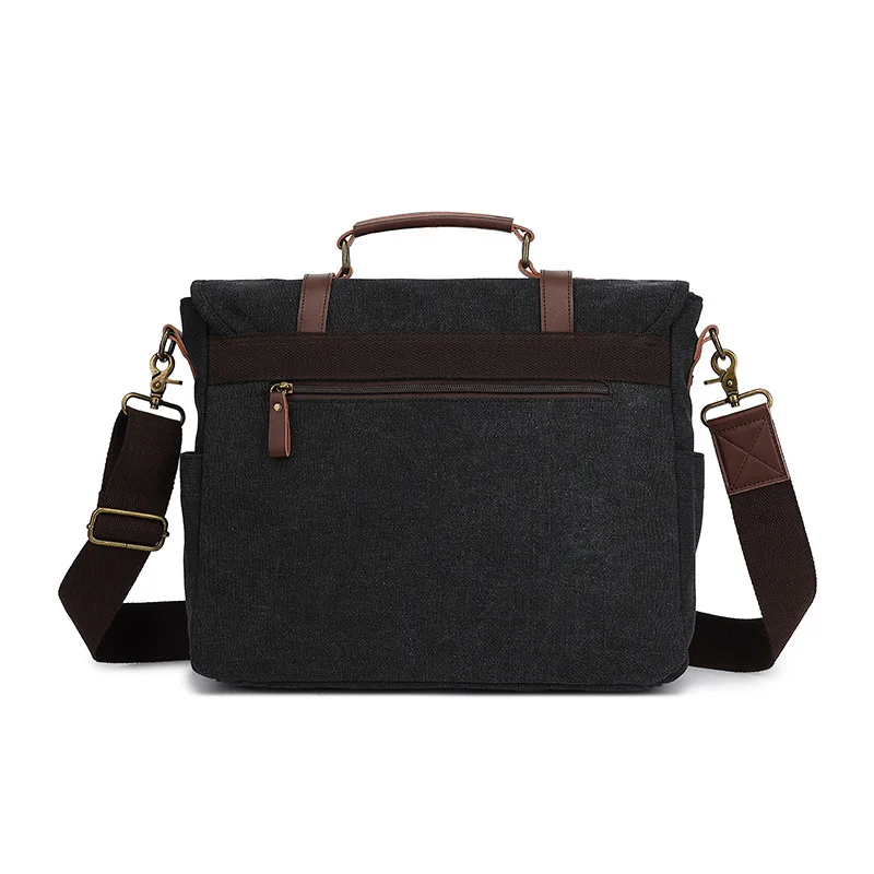 Durable canvas retro men's single-shoulder bag, crossbody bag, hand-held large-capacity computer storage crossbody bag