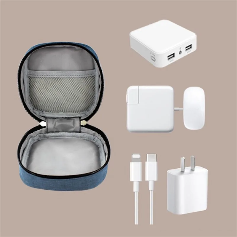 Mini Square Digital Storage Bag Adapter Power Data Cable Headphone Mouse Portable Waterproof Organizer Case Home Travel Pouch