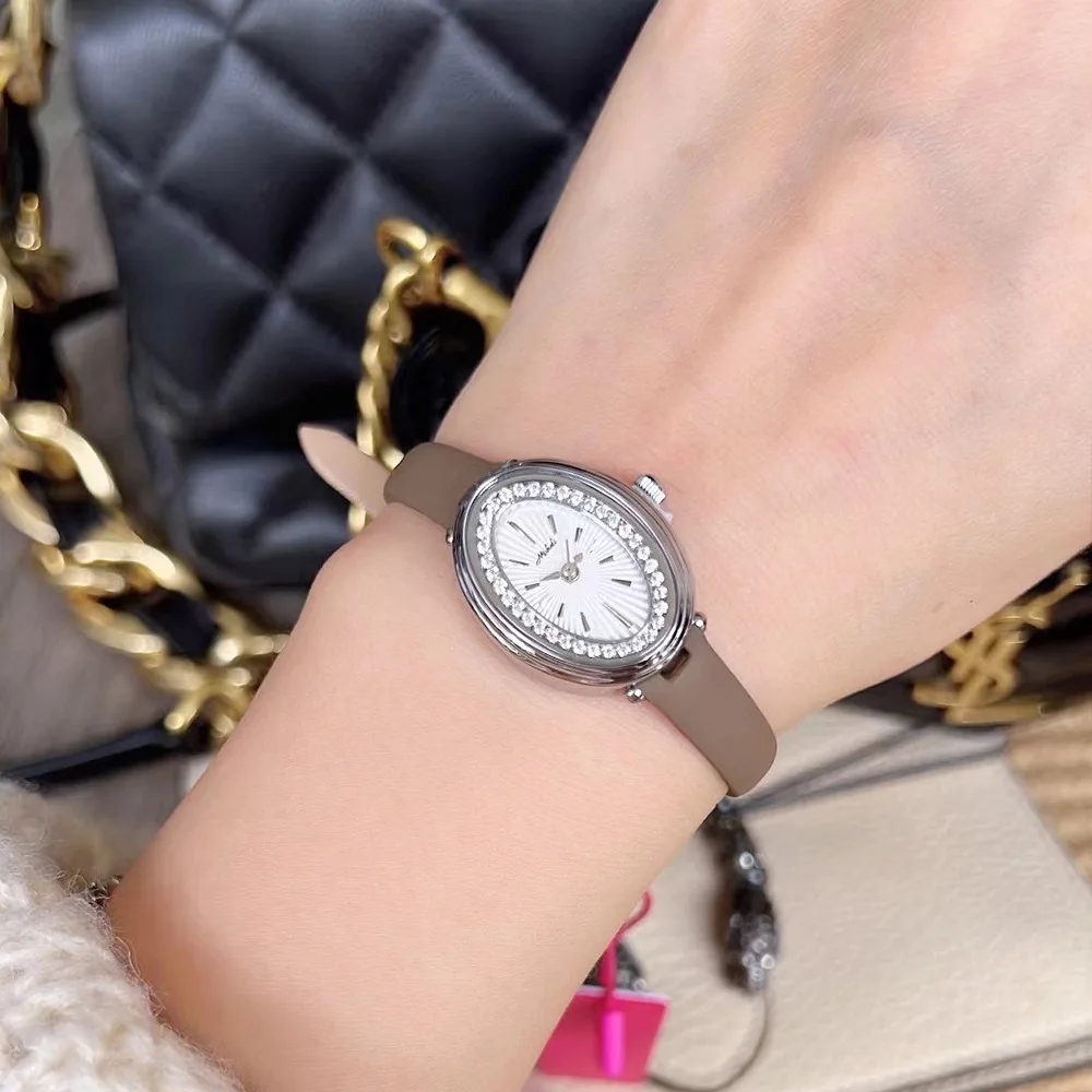 

New Fashion Belt Ladies Watch Oval Trend Noble Luxury Automatic Waterproof Classic Quartz Watch Birthday Gift