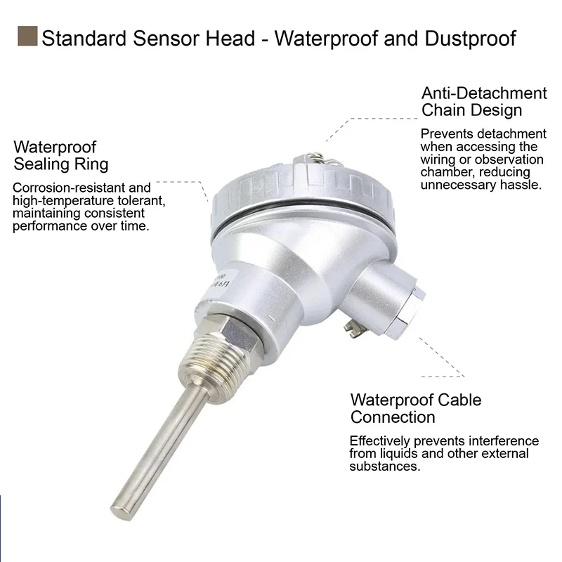 الفولاذ المقاوم للصدأ-200 ~ 420 مللي متر RTD PT100 مسبار استشعار درجة الحرارة 1/2 موضوع الحرارية محطة رئيس لمستشعر درجة الحرارة #2
