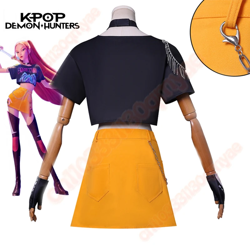 Mira 2025 Anime KPop Demon Hunters Cosplay Kostium dla kobiet Top Spódnica Kolczyki Huntrix Uniform Idealny na imprezy Halloween