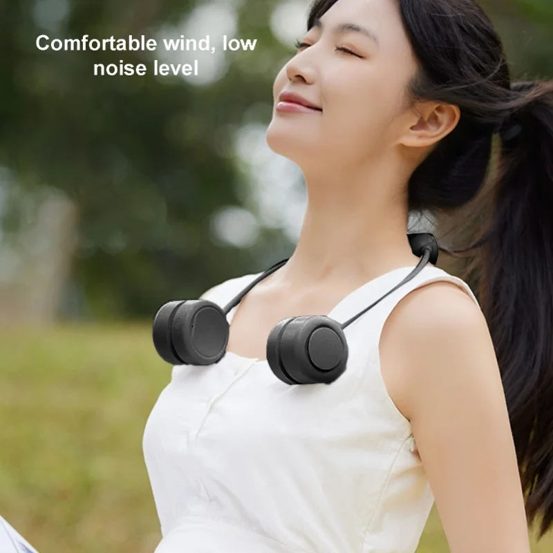 

Портативный шейный вентилятор, перезаряжаемый, 3-скоростной, портативный персональный вентилятор, тихий полупроводниковый охлаждающий вентилятор с батарейным питанием для домашнего офиса