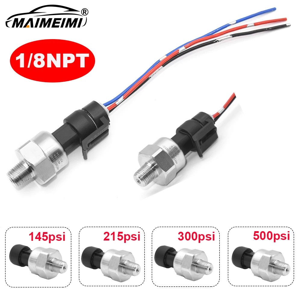 

1/8NPT DC5V Universal Pressure Transducer Sensor 145Psi /215Psi/ 300Psi/500Psi Oil Press Sender Stainless Steel Fuel Transmitter