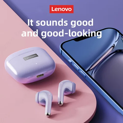 Imagen 2 del producto Nuevos auriculares Lenovo LP40 Pro Bluetooth V5.3, auriculares con sonido de graves perforados, compatibles con auriculares de música deportiva para juegos de baja latencia