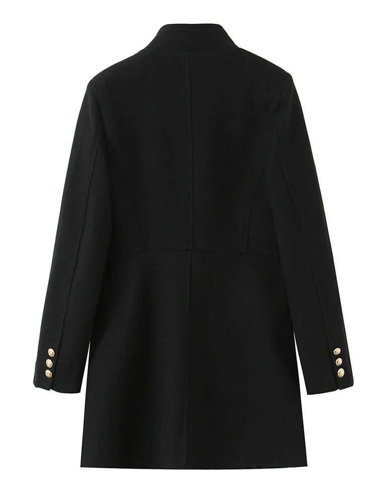 Chaqueta de abrigo cruzado de color sólido simple con temperamento versátil a la moda para mujer de estilo europeo