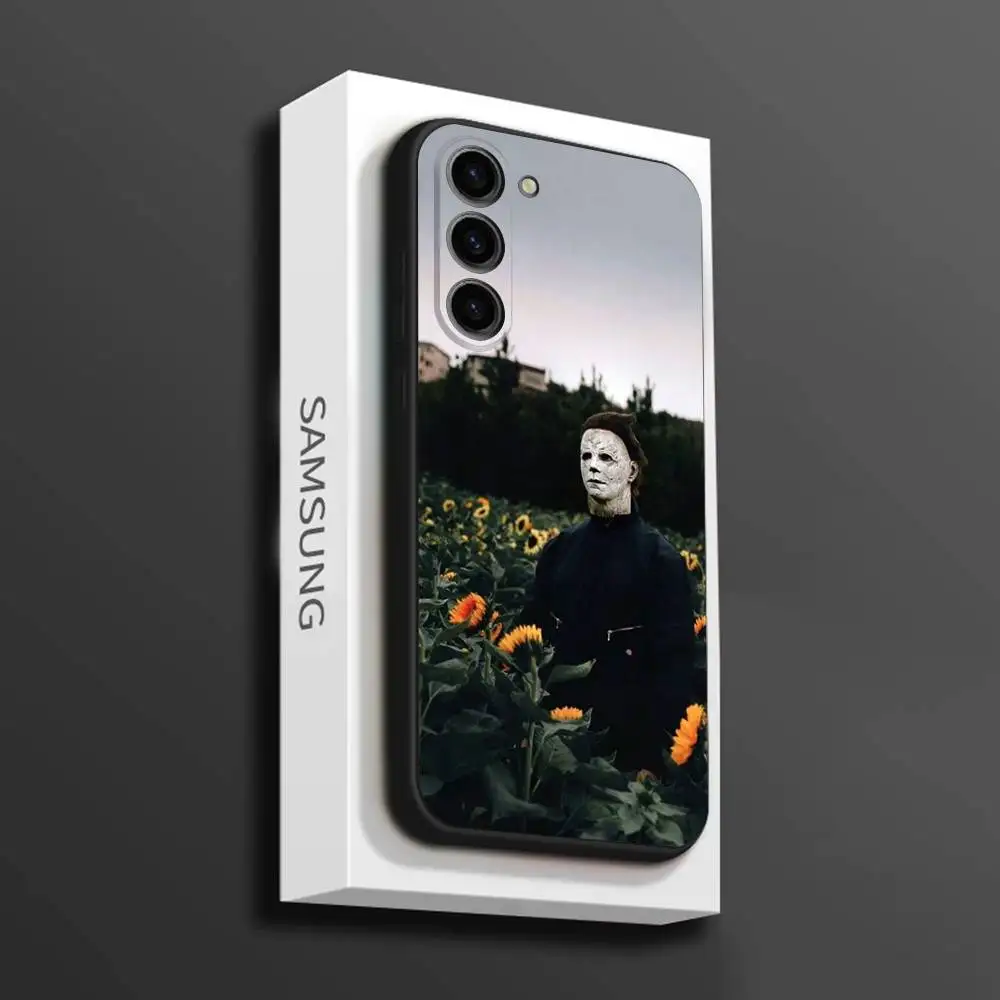 Casing Ponsel Halloween M-Michael Myers untuk Samsung Galaxy A 73,72,51,53,52,71,22,5G,Note,J7,8,9 Sampul Hitam Lembut