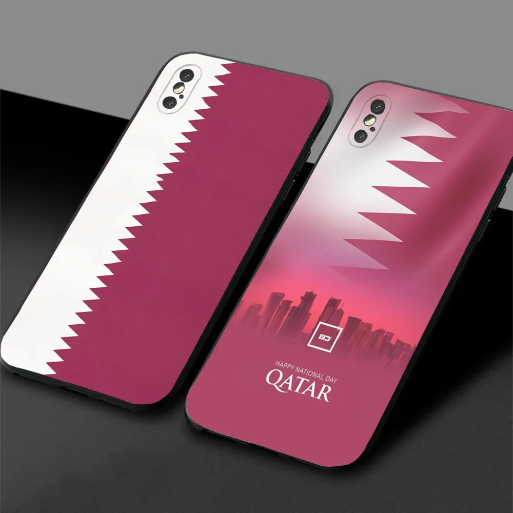 Qatar Flag National Banner Phone Case For Samsung S24,23,22,30,21,10,9,Ultra,Plus,Lite,FE,5G Black Soft Case