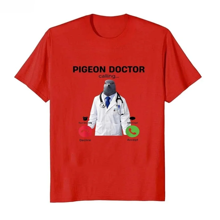 Lustiges Brainrot-Internet-Meme „Doktor Taube ruft“ bedrucktes T-Shirt für Männer und Frauen, Sommer Y2k Kurzarm Damen Oversized Tops – Detail 4