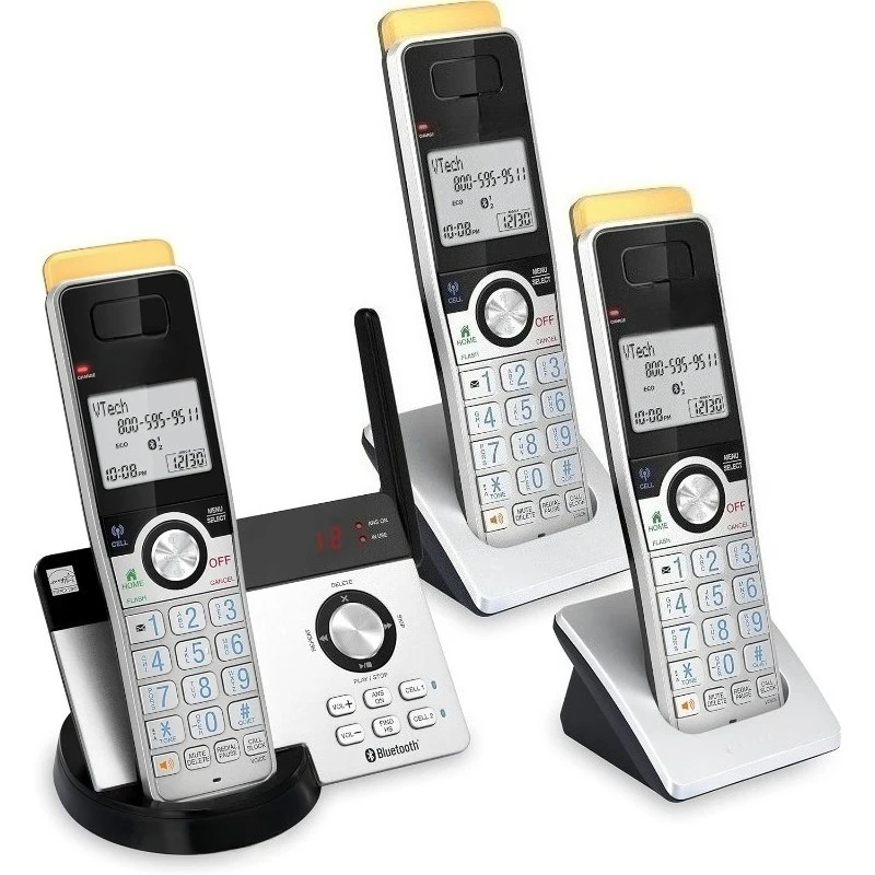 IS8121-3 نطاق طويل للغاية يصل إلى 2300 قدم DECT 6.0 بلوتوث 3 سماعة هاتف لاسلكي للمنزل مع آلة الرد