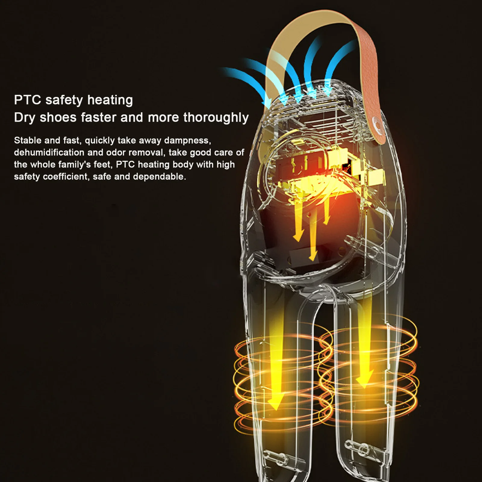مجفف الأحذية الذكي 60 ℃   جهاز تسخين الحذاء بدرجة حرارة ثابتة مع مؤقت لمنع الحرارة الزائدة، عملية هادئة للمسكن المنزلي