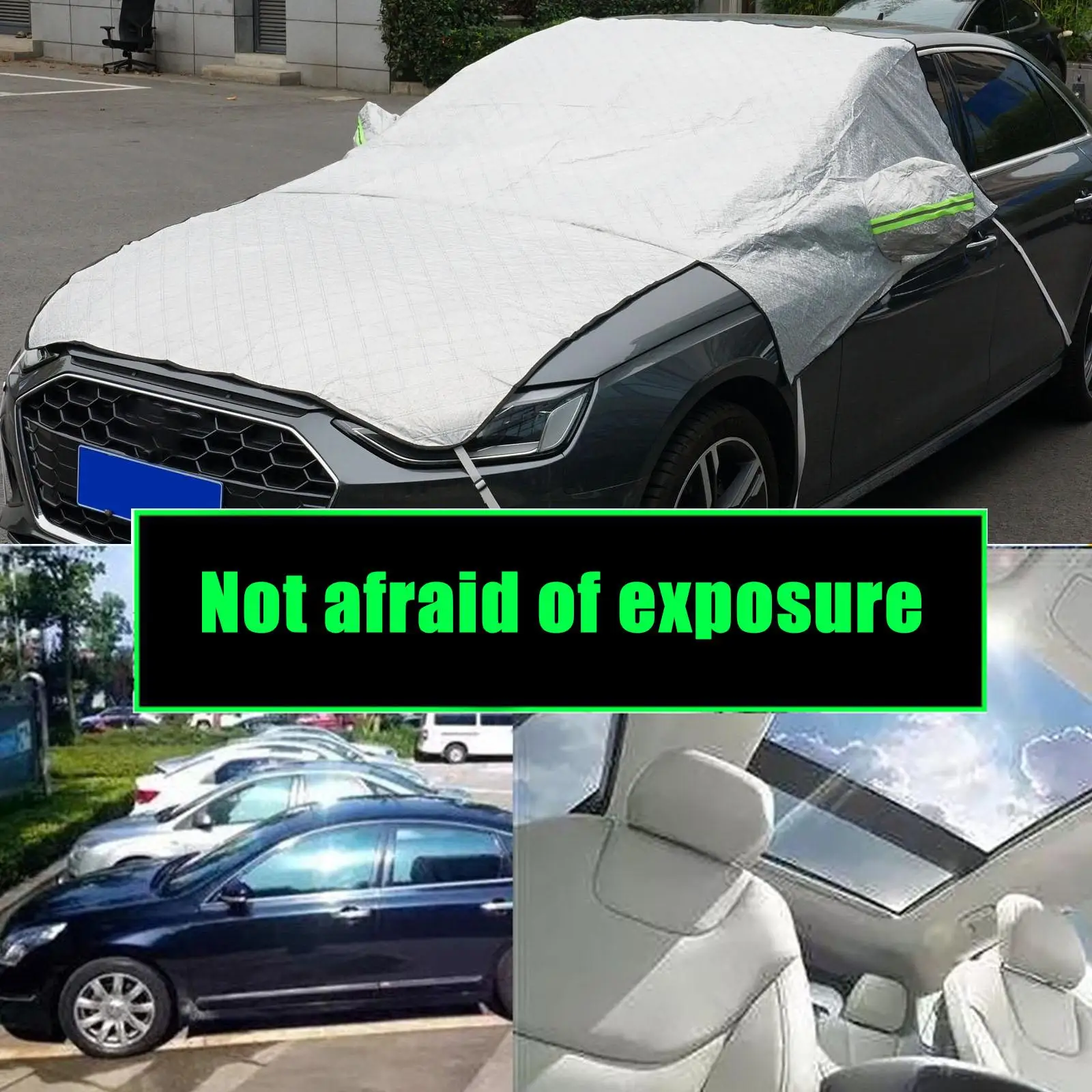 

Universal Thicken Car Cover Extra Large Car Windshield Protection Snowproof Protector Hood Cover Anti-Frost Sunshade E4Y2