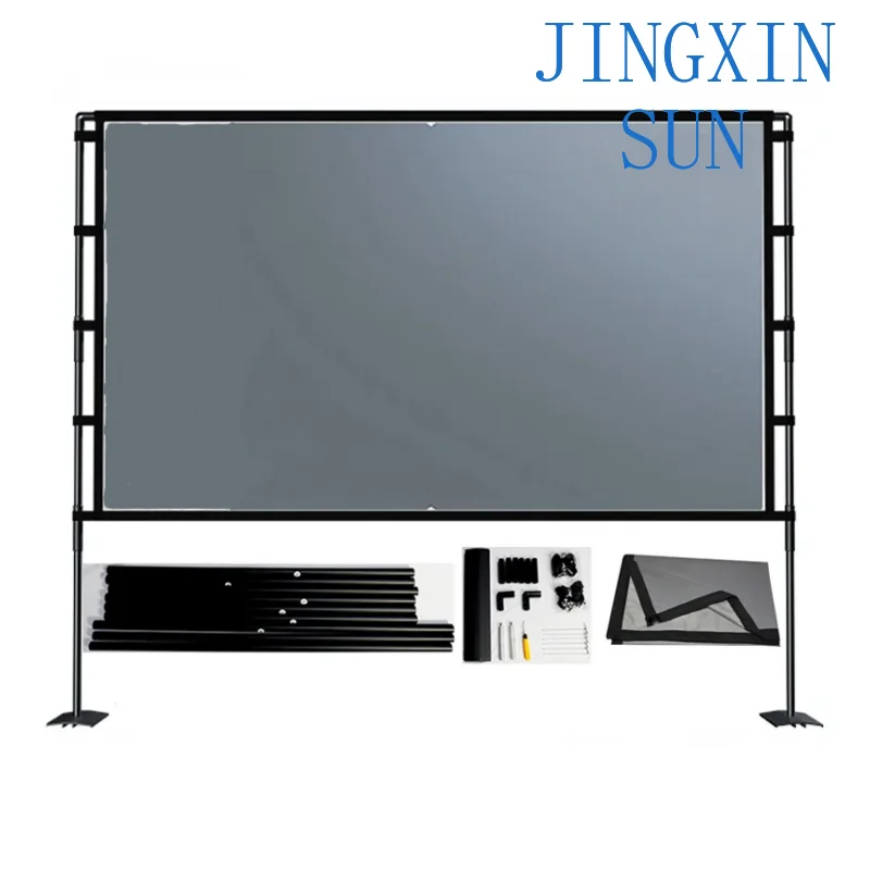 60-120inch Projector Screen With Stand Grey Anti-light  Foldable Iron Plate Double Bracket Projection Screen for Outdoor Theater