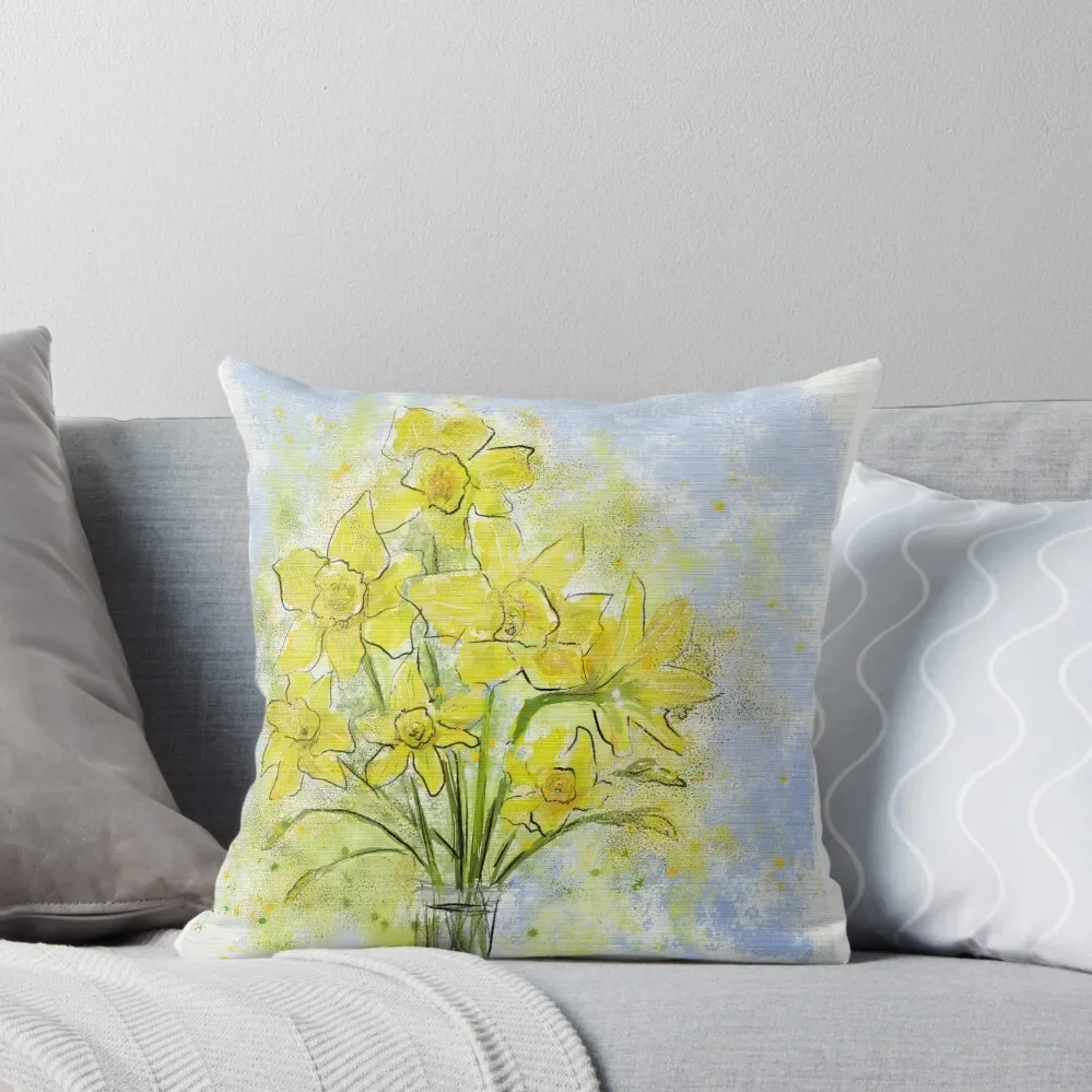 Daffodils in Sunshine Yellow Throw Pillow christmas decorations 2025 christmas decorations for home 2025 pillow