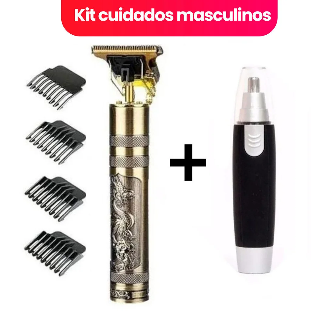 Kit cuidados masculinos - Barbeador e aparador de pelos Maquina cortar cabelo dragão pragmático econômico úteis Frete grátis
